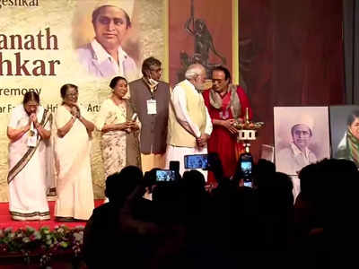 Prime Minister Narendra Modi attends the first Lata Deenanath Mangeshkar Award in Mumbai