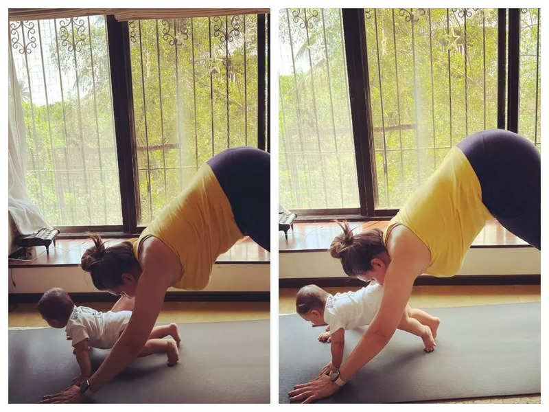Katrina Kaif and Dia Mirza are all hearts for Neha Dhupia as she does yoga with her son Guriq – See photos