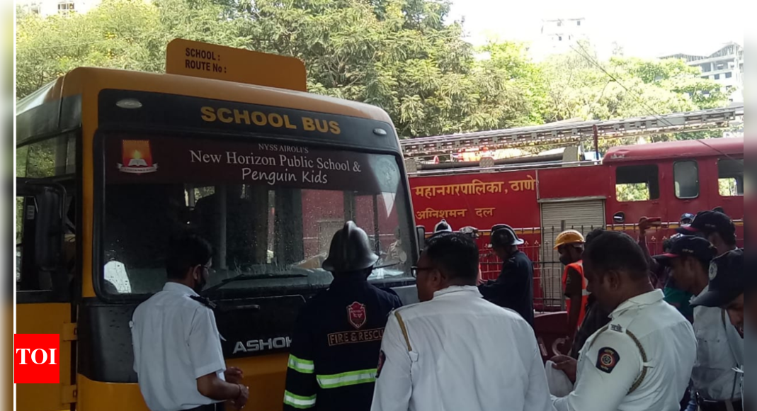 Thane Fire in school bus doused at Teen Hath Naka, no report of