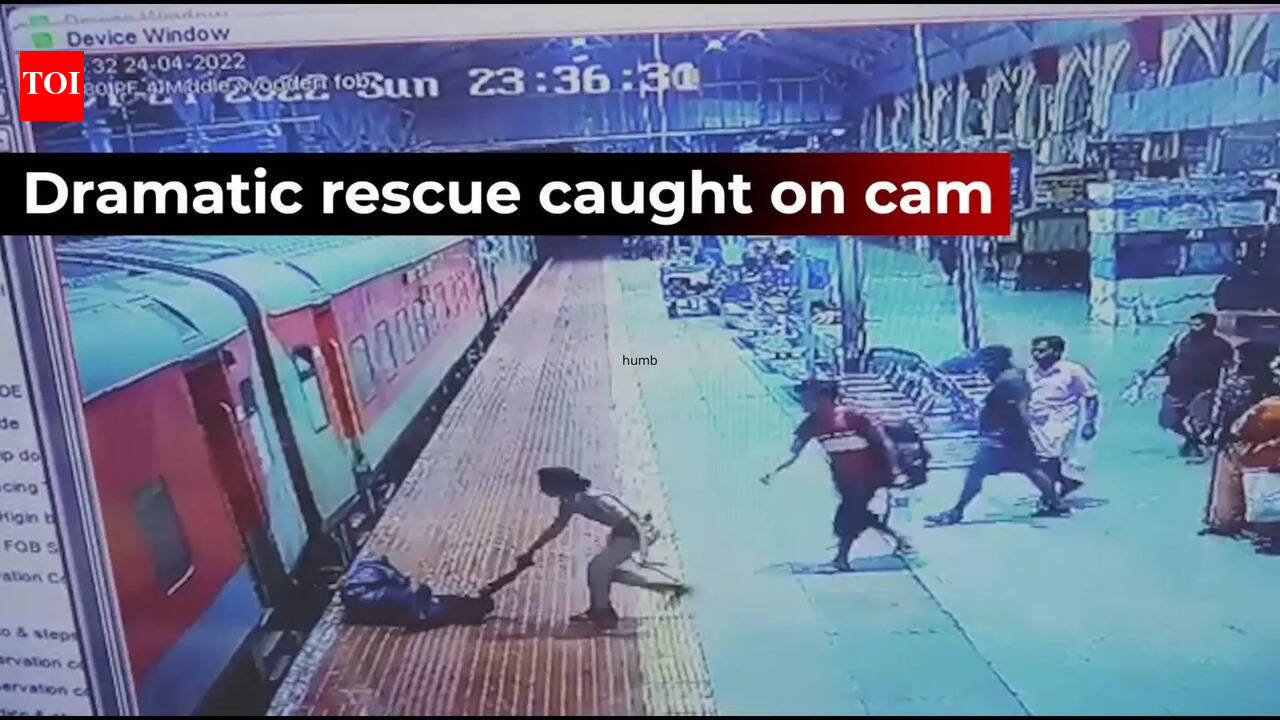 On cam: RPF woman cop saves life of man who fell off moving train at ...