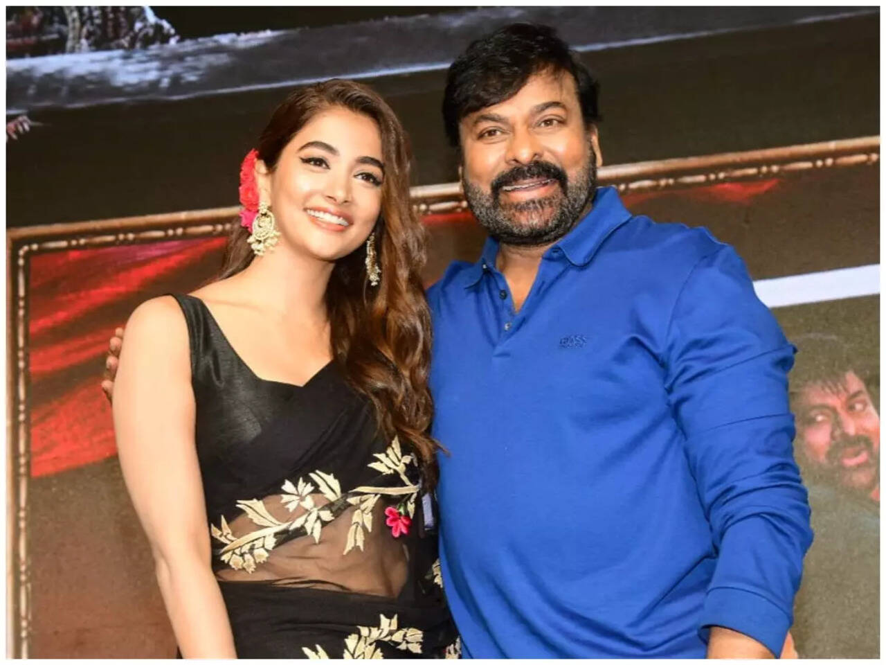 Chiranjeevi's romantic act with Pooja Hegde at 'Acharya's press ...