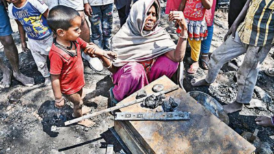 30 shanties gutted in a fire at Maheshpur village in Sector 21