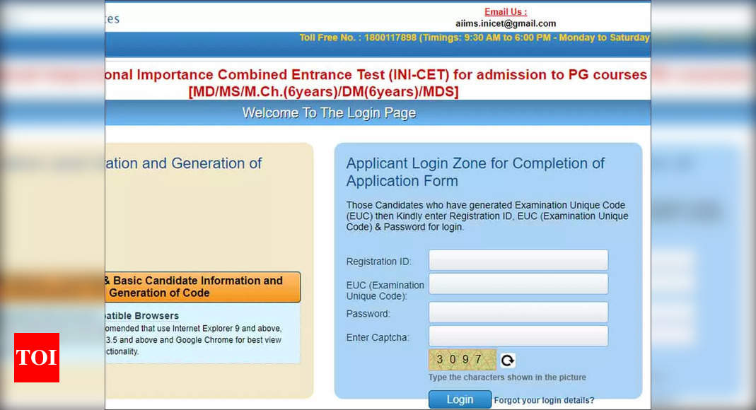 AIIMS INI-CET July 2022 admit card released @aiimsexams.ac.in, download here – Times of India
