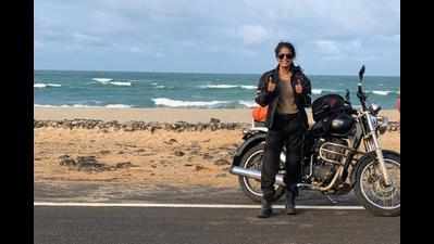 Woman VA on a solo bike expedition for Jyotirlinga darshan