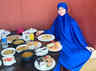 Sana Khan in a blue hijab