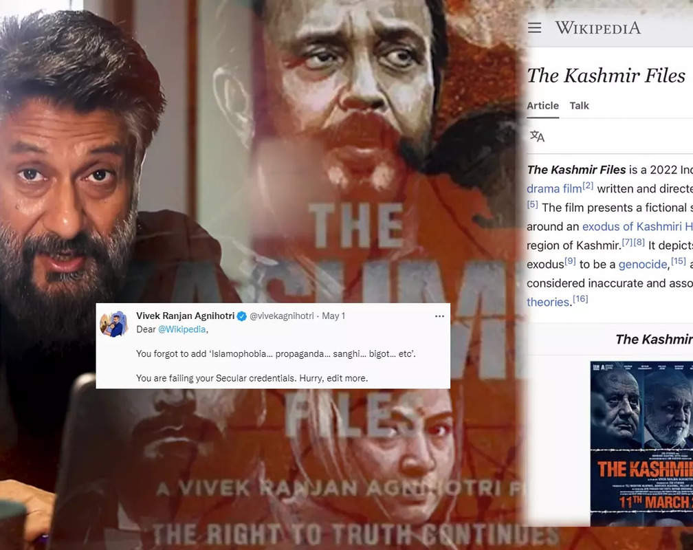 
Vivek Agnihotri lambasts Wikipedia for editing description of 'The Kashmir Files' as 'fictional', 'inaccurate' and 'associated with conspiracy theories'
