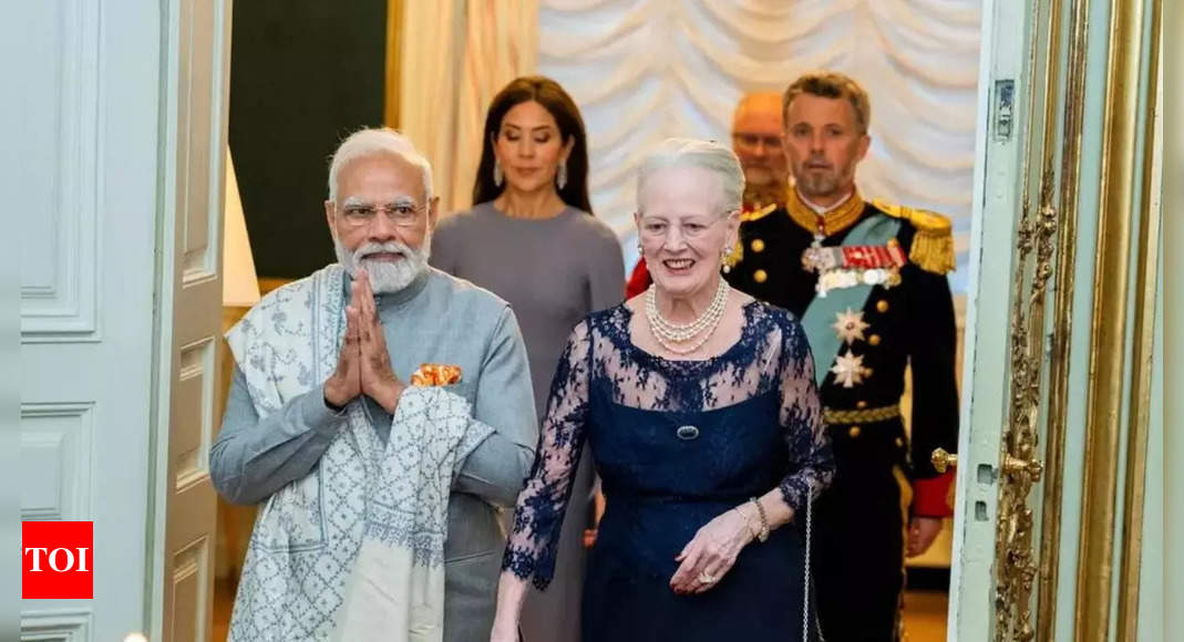 pm modi:   PM Modi meets Queen of Denmark Margrethe II at her palace | India News – Times of India
