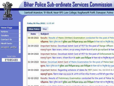 BPSSC Bihar Police SI Main Result 2022 announced @bpssc.bih.nic.in, download result PDF here