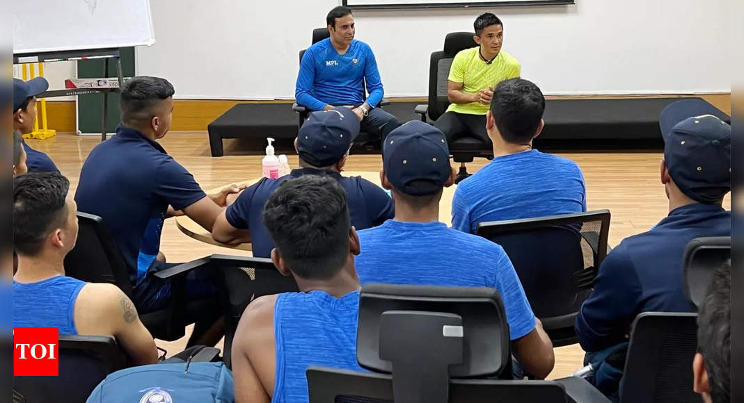 On BCCI’s invite, national football captain Sunil Chhetri interacts with North East cricketers | Cricket News – Times of India