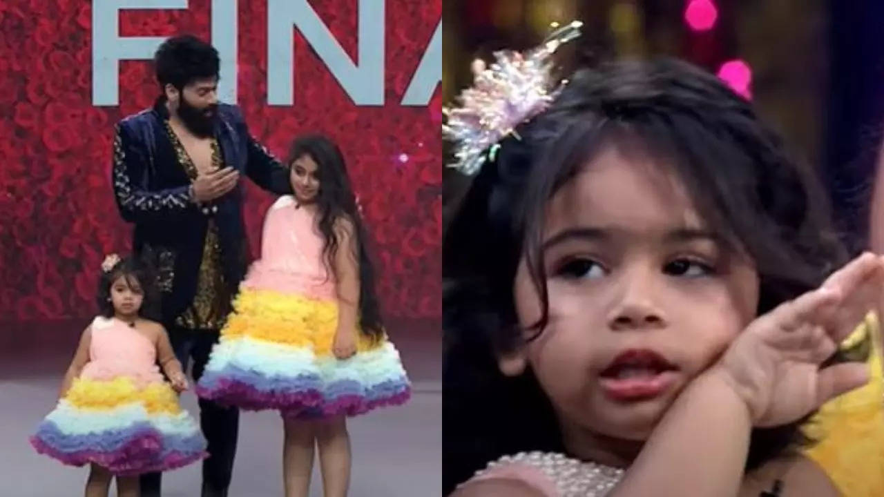 Ishmart Jodi 2 grand finale Host Ohmkar s younger daughter Tapaswi delivering the popular dialogue Thaggede Le with swag watch Times of India