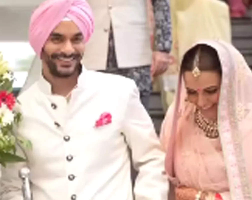
Angad Bedi jokes with wife Neha Dhupia saying they should reduce ‘kharcha’; couple marks 4-year wedding anniversary
