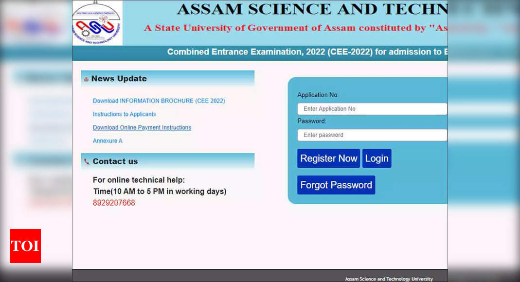 Assam CEE 2022 application process begins at astu.ac.in, apply here – Times of India