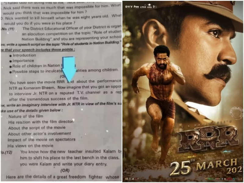 A question on Jr. NTR's role from ‘RRR’ in Telangana state Intermediate board examinations; Question paper goes viral