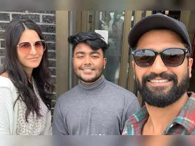 Photo: Vicky Kaushal and Katrina Kaif happily pose for a selfie with a fan on their US vacation