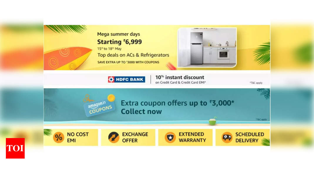 amazon:  Amazon announces Mega Summer Days: Discounts on ACs, refrigerators and more – Times of India