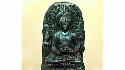 Museum displays rare Buddha statue made of black stone