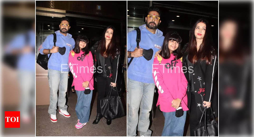 Photos: Aishwarya Rai Bachchan gets snapped at the airport as she heads for Cannes 2022; Abhishek Bachchan and daughter Aaradhya join the actress – Times of India
