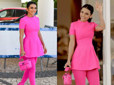 Masoom stuns in all-pink ensemble at Cannes