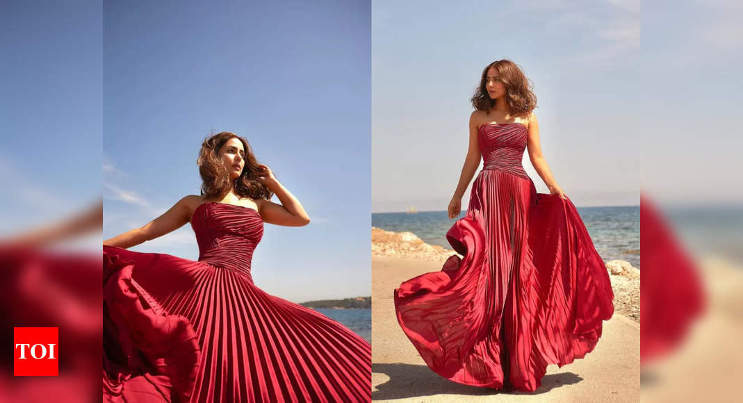 Cannes 2022: Hina Khan ravishes in a red strapless gown; see stunning sunkissed pics