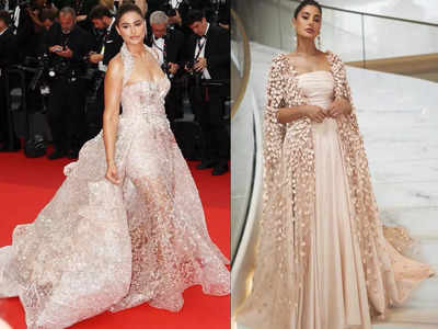 Nargis Fakhri makes a glamorous style statement in an embellished peach gown at Cannes 2022