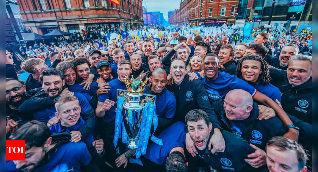 Premier League champions Manchester City paint town blue with open top bus parade | Football News – Times of India