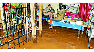 After a two-day pause, pounding rain floods schools & police station