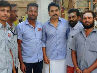 Karthi and family seek blessings at the famous Palani Murugan temple on the actor's birthday