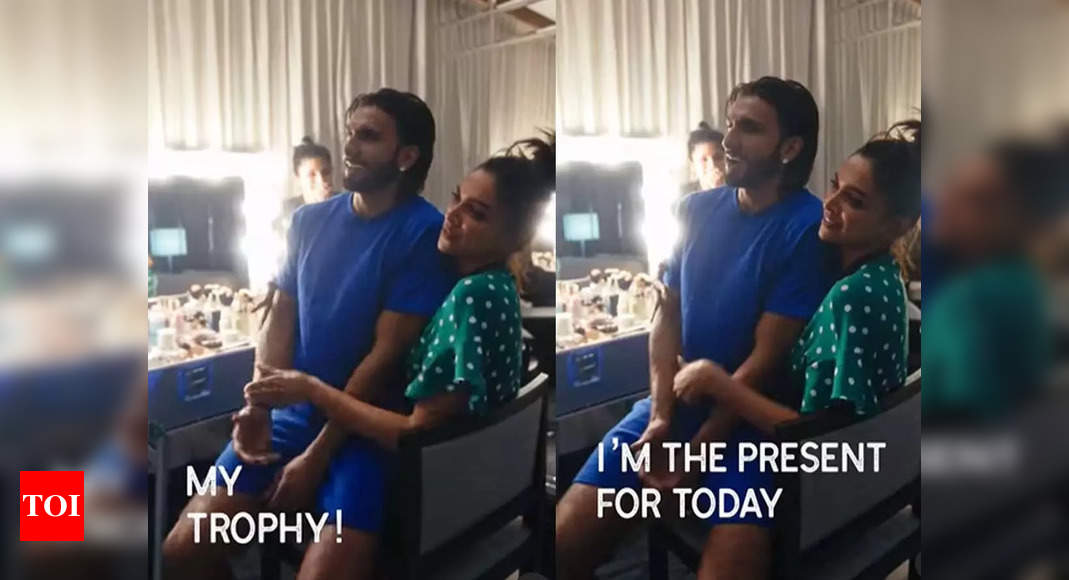 Ranveer Singh sits on Deepika Padukone’s lap; the actress calls him her ‘trophy’ – Watch the Cannes 2022 BTS video right here | Hindi Film Information