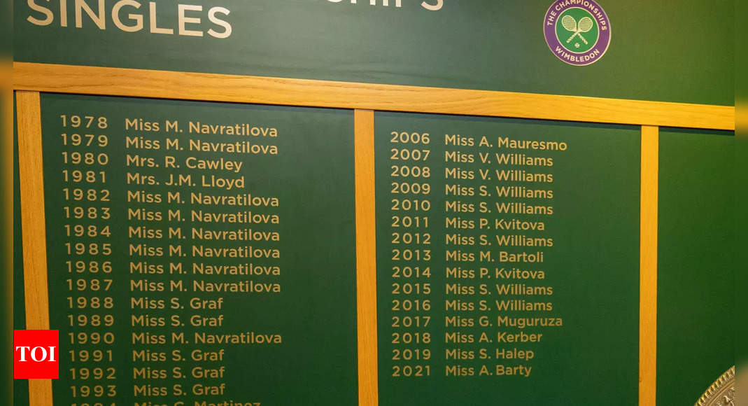 Wimbledon to remove 'Miss' and 'Mrs' from honours boards