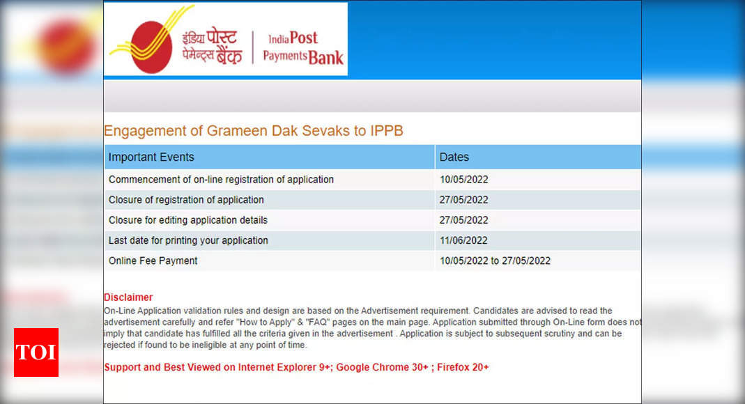 IPPB Recruitment 2022: Last Date To Apply For 650 GDS Posts Today ...