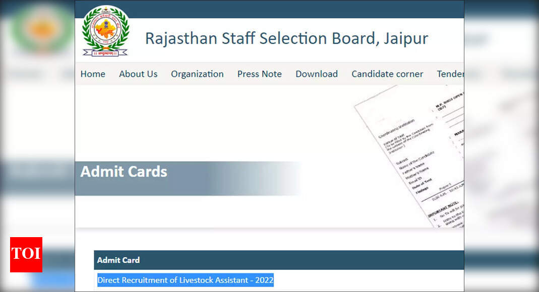 RSMSSB Livestock Assistant Admit Card 2022 released rsmssb.rajasthan
