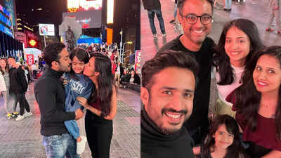 Anchor Ravi shares adorable pics with family at Times Square