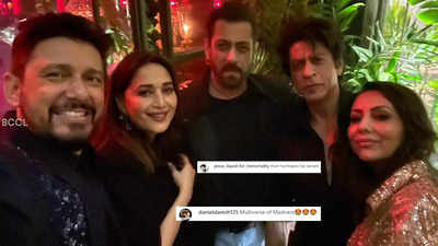 Madhuri Dixit posts unseen pic with Salman Khan, Shah Rukh Khan and Gauri Khan from Karan Johar's birthday bash, fans say 'Hum Tumhare Hain Sanam reunion'
