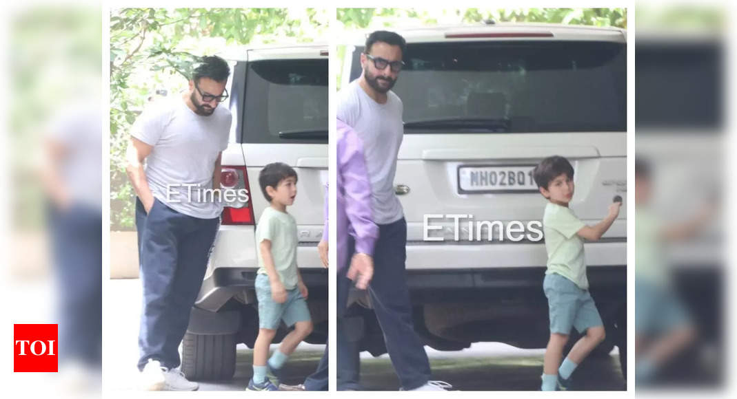 Saif Ali Khan and Taimur Ali Khan look cool and stylish as they step out in their casuals on a Sunday afternoon – See photos – Times of India