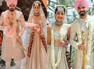Karan V Grover and Poppy Jabbal make for a perfect colour-coordinated couple at their wedding