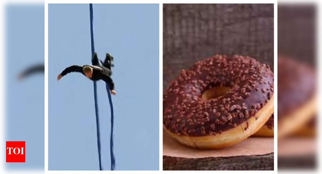 Watch A US man bungee jumps from 198 feet for a Doughnut, makes world record Times of India