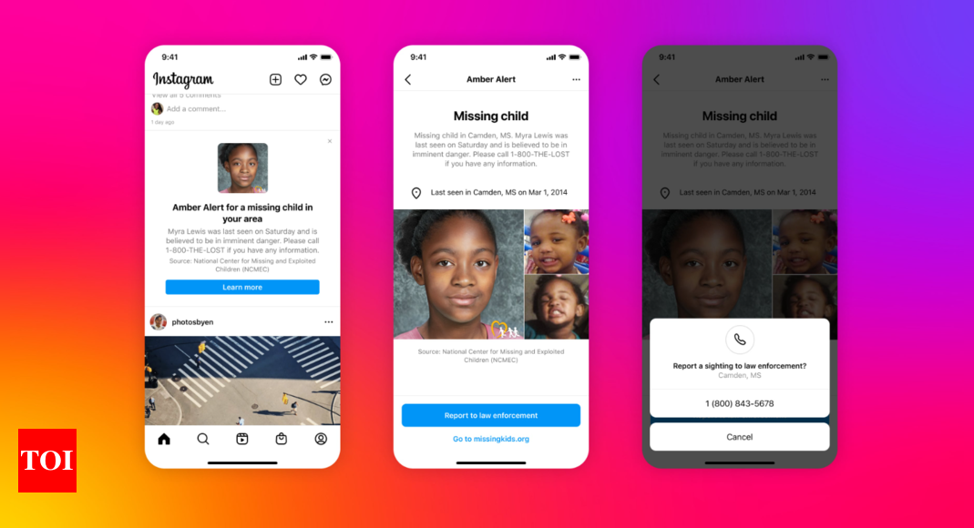 instagram:  Instagram’s new feature will help locate missing children – Times of India