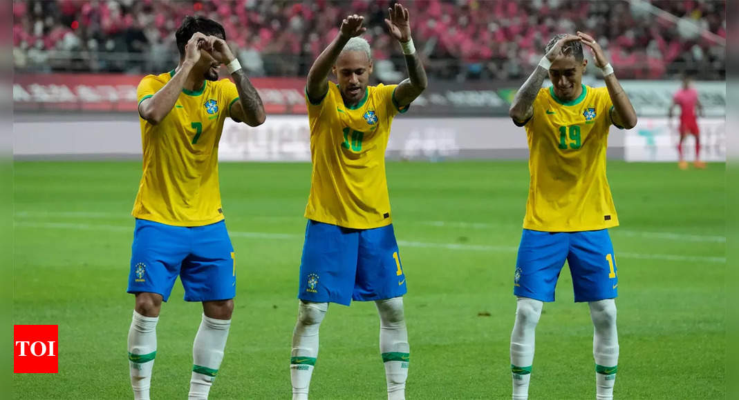 Neymar doubles up from the spot as Brazil thump Korea | Football News – Times of India