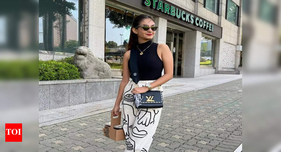Anushka Sen looks all fashionable as she goes to grab a cup of coffee on her work trip in Korea