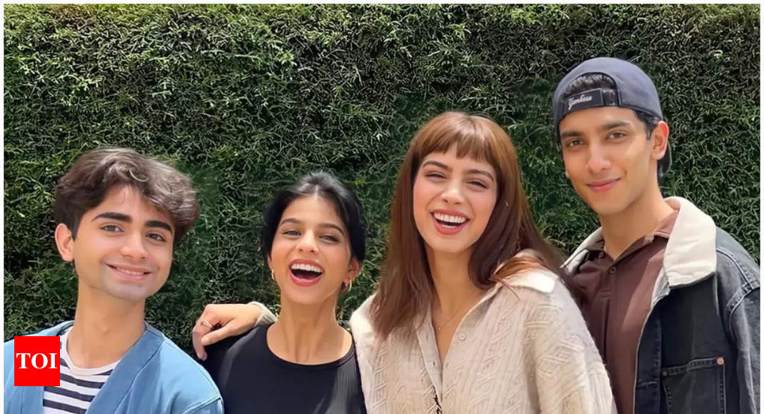 ‘The Archies’ stars Suhana Khan, Khushi Kapoor and Vedang Raina are all smiles posing from the sets – Times of India