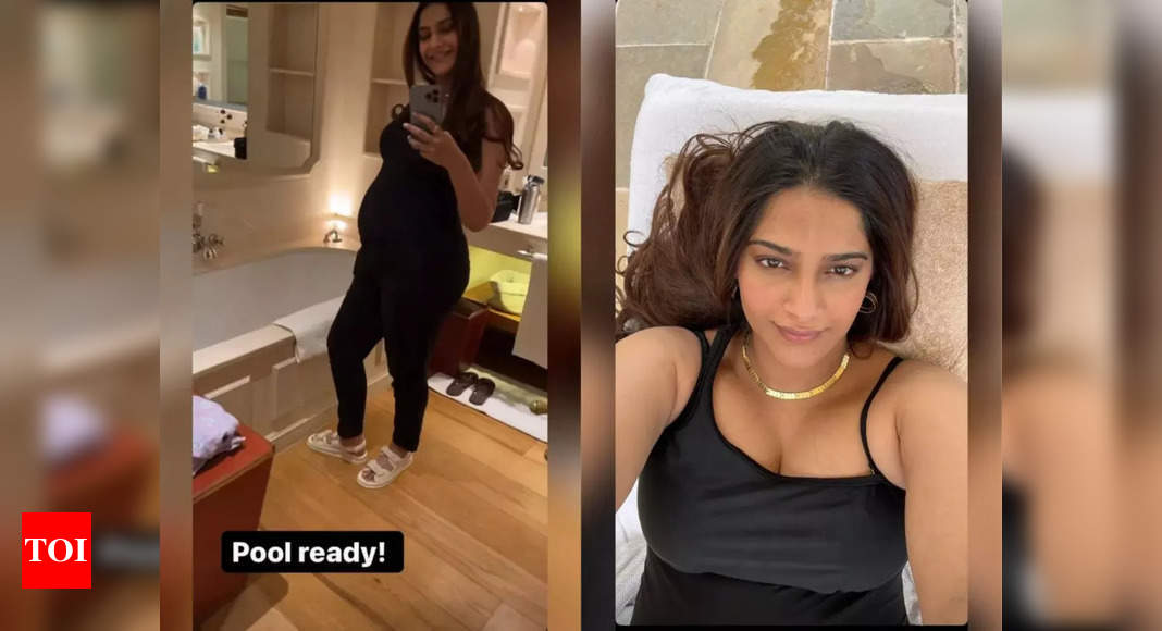 Sonam Kapoor flaunts baby bump in a no make-up selfie as she is pool ready on her babymoon with Anand Ahuja – Times of India