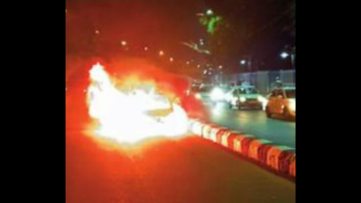 Kolkata: Car catches fire on VIP Road