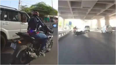 Hit and run: Rashly driven SUV hits biker on Delhi road after argument