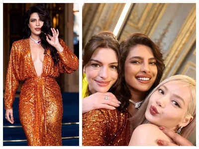 Priyanka Chopra strikes a happy pose with Anne Hathaway and Blackpink's Lisa as she attends an event in Paris – See photos