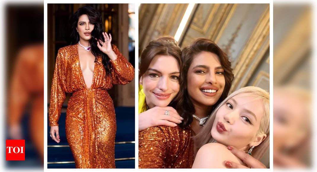 Priyanka Chopra strikes a happy pose with Anne Hathaway and Blackpink’s Lisa as she attends an event in Paris – See photos – Times of India