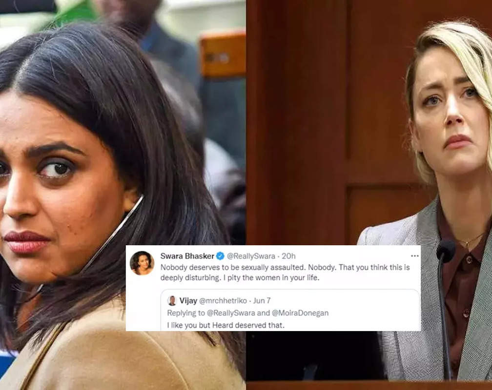 
Swara Bhasker lambasts a troll saying Amber Heard deserved to be assaulted: 'I pity the women in your life'
