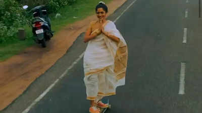 Watch: Kerala woman skateboards in saree, wins internet