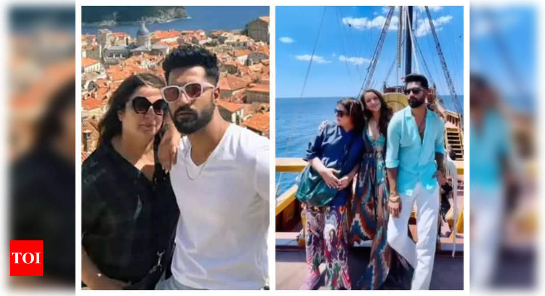 Vicky Kaushal strikes a stylish pose with co-star Tripti Dimri and Farah Khan in Croatia – See photo – Times of India