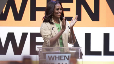 Michelle Obama urges voters to stay engaged in anxious times