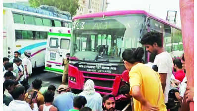 Low-floor Bus Mows Down Biker In City | Jaipur News - Times of India